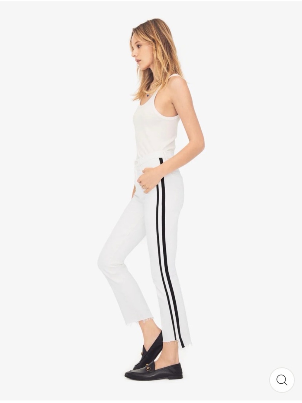 MOTHER White Insider Crop Step Fray Jeans Spring Luxury Designer - Picture 3 of 15